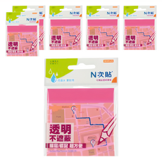N次貼 螢光透明便條本, 76 x 51mm, 50片, 6本