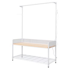 dayneeds 日需百備 全方位收納鞋凳衣帽架, 原木烤漆白