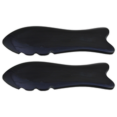 STRAWMAN 入門基礎款 天然黑牛角刮痧板 魚形, 100%天然素材 專業刮痧 促進新陳代謝, 2個