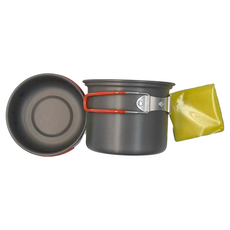 RHINO 犀牛 單人輕便套鍋 上鍋 12 x 6cm + 下鍋 12.5 x 10.2cm, 黑色, 1個