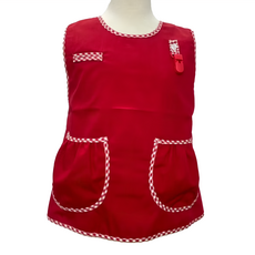 可愛俏皮莓好拼色格紋輕便圍兜 純棉+聚酯纖維 8號, 紅色, 100~105cm