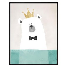畫作 泡水的白熊, 戴皇冠領結, 42 x 59.4cm, 黑色