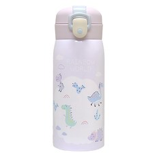 Puko 恐龍圖案彈蓋式保溫杯 紫色, 350ml, 1個