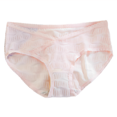 V腰梯型紋格蕾絲孕婦內褲 - 粉色 L