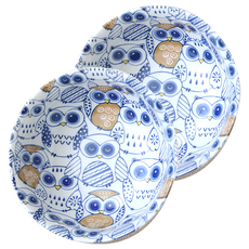 JUST HOME 日本製貓頭鷹7吋麵碗一組, 藍色, 2件