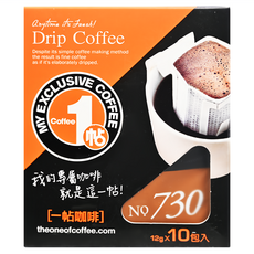 一帖咖啡 NO.730 濾掛式咖啡包, 12g, 10包, 1盒