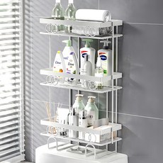 費歐家 三層圓環雕花馬桶水箱置物架,浴室收納好幫手,免釘安裝, 白色, 1個