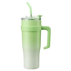 海山媽咪 巨無霸保溫杯/超大容量不鏽鋼吸管杯, 漸層綠, 1.25L, 1個