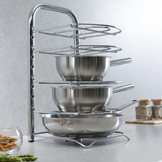 stopia 平底鍋收納架 5層 不鏽鋼, 銀色, 1個