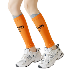 PORA BELLA 女款彩色小腿襪套, 運動健身 壓力塑形, 橘色, 22~26cm