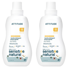 ATTITUDE 艾特優 寶寶敏感肌膚洗衣精, 無香味, 超溫和, 1L, 2瓶