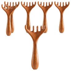 QIDINA 六爪舒爽臉身體按摩梳/按摩棒 天然金絲檀木 規格: 14.5*7*2cm, D, 6支