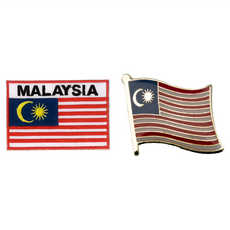 A-ONE 匯旺 馬來西亞國旗刺繡+國旗別針套裝，DIY國旗刺繡徽章，8x5cm，台灣製, NO.004A, 1組