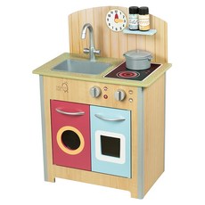 TEAMSON 小廚師波爾多經典玩具廚房 3歲以上適用, 木紋, 1個