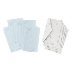 日本 MIDORI 花色和紙 筆箋 + 信封 89576, 藍色, 1組, 10個