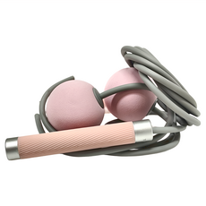 Tumaz 月熊 負重跳繩 靜音重力球組 可拆卸 繩長可調節, 粉色, 1組, 手把(15 x 2.5cm、繩長290cm、無繩球(6 x 33cm)