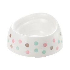 Richell 利其爾 特殊犬用品種狗碗 S 深型, 白色普普風, 寵物碗, 1個