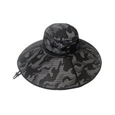 捷華 加大帽沿登山帽, 可調防風繩, 防潑水, 可折疊收納, 黑色, 53~58cm