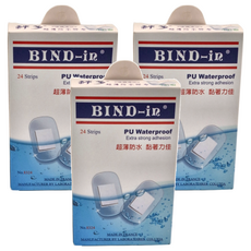 BIND-in 絆多 那柏瑞特可盧雅100%防水膠布 小片型 8324, 24片, 3盒