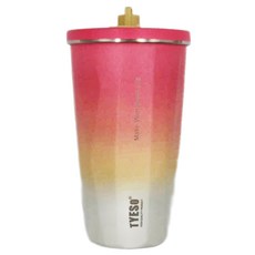 TYESO 泰碩 不鏽鋼吸管杯 冰壩杯, 漸變粉, 600ml, 1個
