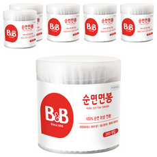 B&B 幼兒棉花棒 100%純棉, 200入, 6盒