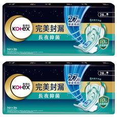 Kotex 靠得住 棉柔系列 完美封漏長夜抑菌夜用衛生棉, 28cm, 42片, 2包