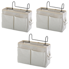 北歐風創意多功能收納掛袋 宿舍床頭掛袋 帆布+鐵藝支架 帶掛勾, 灰色, 3個