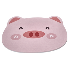 WE CHAMP 硬式珪藻土地墊 珪藻土、植物纖維, 40 x 30cm, 粉粉豬