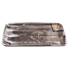 和陶瓷 長角皿 日本製, 黑素刷毛, 1個