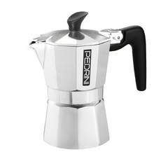 PEDRINI AromaChic 2杯 黑色/銀色 - 義大利經典摩卡壺 輕鬆享受濃郁咖啡, 1個