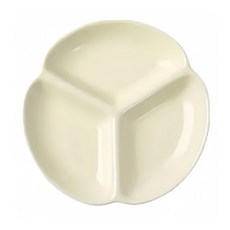 Homely Zakka 北歐三葉形陶瓷健康分隔餐盤, 7吋奶油白, 7吋奶油線, 9吋奶油白, 9吋奶油線, 9吋(23.5 x 23.5 x 3.5cm), 奶油白, 1個