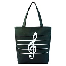 音樂鋼琴 高音符 帆布袋 環保袋 手提袋 樂譜袋 黑色, 1個