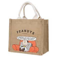 Kiiwi O SNOOPY SN狗狗棉麻手袋 棉麻隨行袋 麻布手提袋, 22 x 19.5 x 10.5cm, 沙發好夥伴