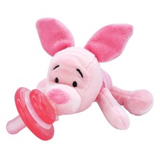 nookums 迪士尼系列 安撫奶嘴玩偶, 造型搖鈴款, 適用90%以上奶嘴, 附贈仿母乳實感型奶嘴, 0個月以上, 小豬, 1個