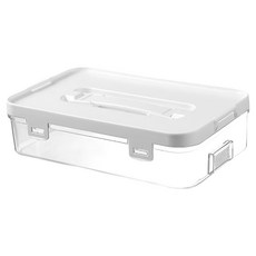 上手家居 可疊加手提塑膠帶蓋收納盒, 3層, 白色