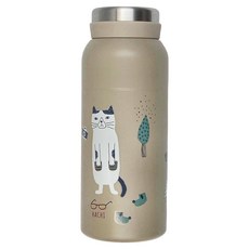 kUSUgURU JAPAN 日本眼鏡貓 NEKOMARUKE貓丸系列 保溫保冷杯 附可拆背帶可提可掛, 奶茶色, 350ml, 1個