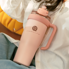 COTD 把手保溫杯, 1個, 粉色, 1.2L