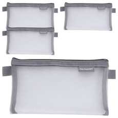 Hechooses 簡約網狀筆袋 12x20.5 公分, 優質尼龍紗網, 透明可視, 多用途, 灰色, 4個