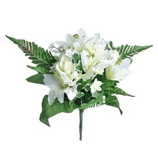 Meric Garden 仿真唯美玫瑰百合花束, 9-11朵玫瑰花+百合, 1組