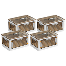 五開式磁吸疊疊收納箱 PP材質, 40.5 x 29.5 x 22.5cm, 白色, 4個