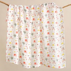 愛北鼻 竹節棉新生兒雙層包巾 柔軟透氣 四季適用, 彩虹紅鶴