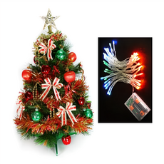 摩達客 耶誕特級綠色松針葉聖誕樹 Set 2尺高 含43件裝飾配件, 60cm, YS-GPT02205