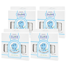 Baan 貝恩 嬰兒細紙軸棉花棒, 100%純棉 觸感柔細舒適, 專為嬰幼兒眼耳鼻設計, 日本製造, 125支, 4盒