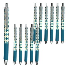 PENROTE 筆樂 雙珠中性筆 E97 藍墨 0.5mm, E款 格紋, 12支