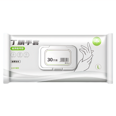 QITU奇途 丁晴手套 30只裝 白色 高彈耐用型, L(9-10cm), 1組