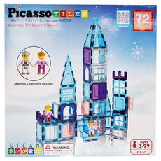 PicassoTILES 畢卡索 PT72 磁力片積木 72pc 磁性人偶, 冰雪城堡, 1盒