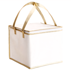 蛋糕保冰袋 雙層, 加固舒適手提 精緻拉鍊設計 優良鋁箔材質 防水材質, 35 x 35 x 30cm, 白金色, 1個