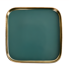 Homely Zakka 北歐輕奢風祖母綠磨砂金邊陶瓷餐具 淺盤, 20.5 x 2.5cm, 大四方盤, 1個
