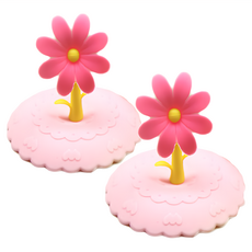 ARYKO 小花造型多用途矽膠杯蓋, 粉色, 10.5cm, 2個