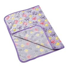 HISATO 法蘭絨寵物毛毯 珊瑚絨 寵物小被被/保暖毛毯/保暖墊/貓窩狗, L(104 x 76cm), 紫色骨頭, 1條